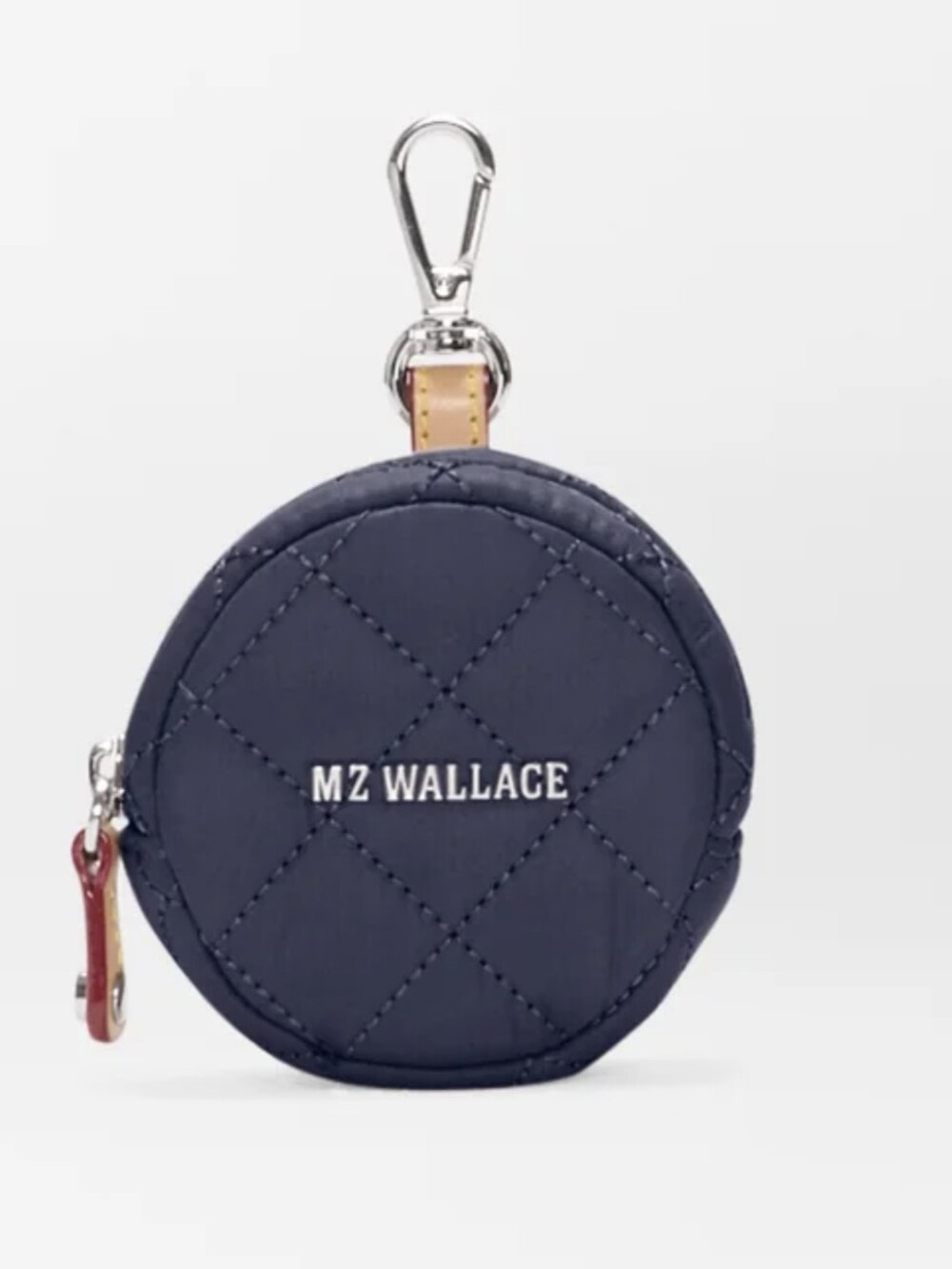 MZ Wallace Navy Quilted Round Coin Pouch with Clip